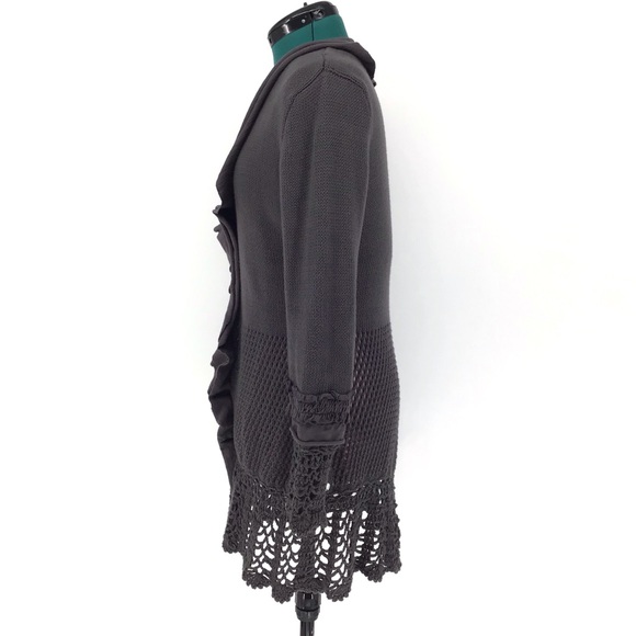 PURE Handknit Long Grey 100% Cotton Cardigan, M/L - Picture 7 of 16